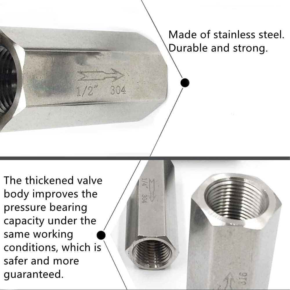 2Pcs 3/8 NPT Thread Dia. Solid Brass Full Port One Way Check Valve