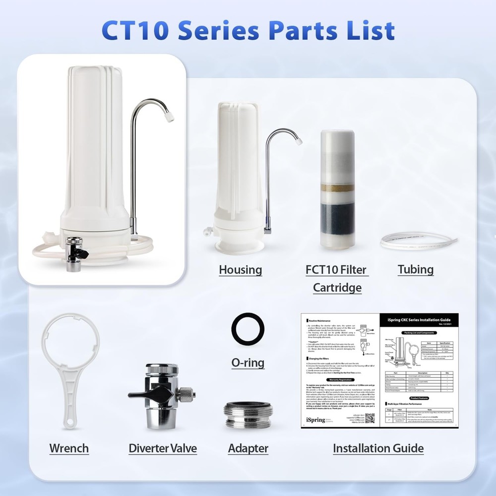iSpring CT10-W Countertop Water Filter, Multi-Layer Faucet Water Filter System