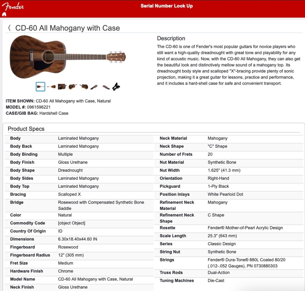 Fender CD-60 Mahogany with Case