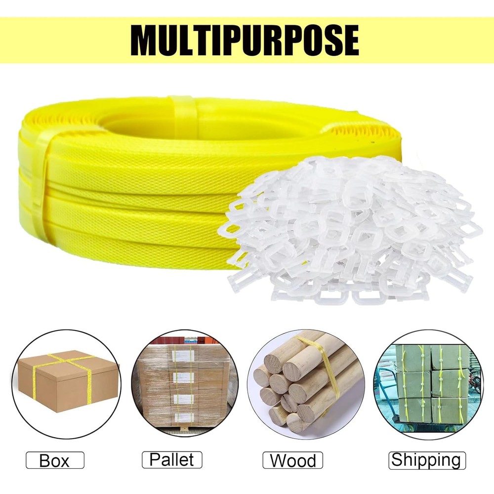 Banding Strapping Kit with 5900" Poly Strapping Tool & 100 Buckles for Packing