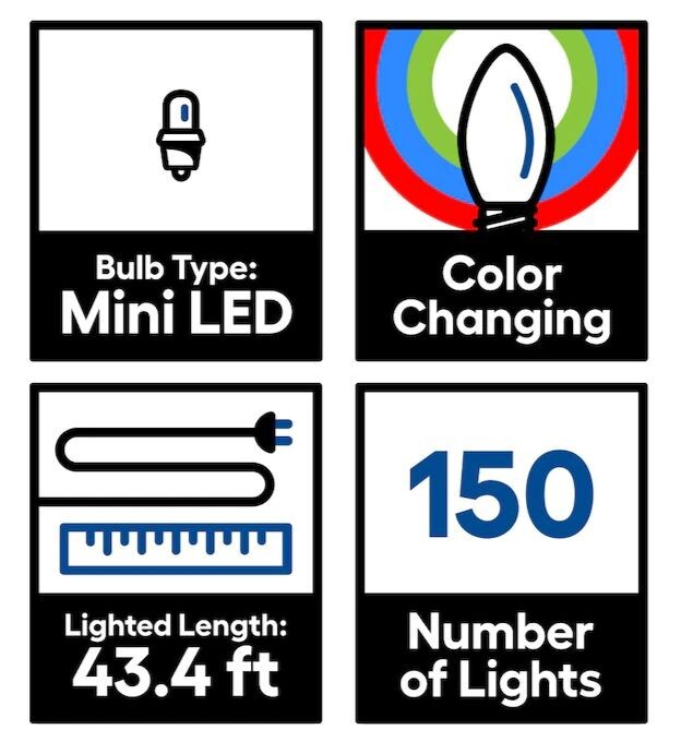 GE Color Choice 150 Ct 43.4-ft Multi-function Color Changing LED String Lights