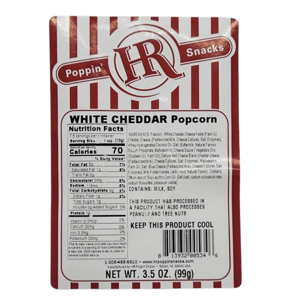 White Cheddar Popcorn | 3.5 oz | HR Poppin' Snacks