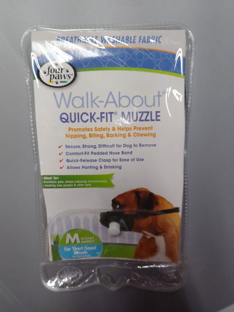 Four Paws Walk-About Quick-Fit Dog Muzzle 1ea/3 - Medium Short Snout