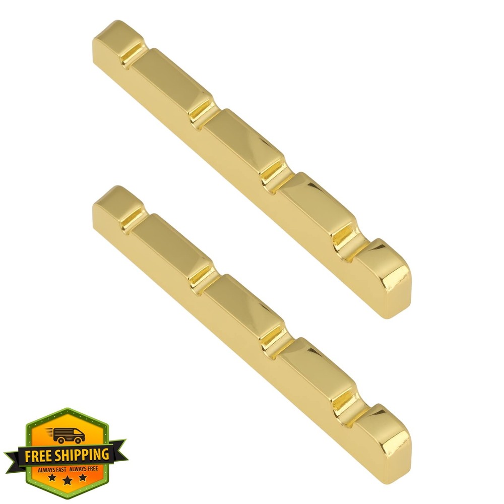 Briny River 2pcs 4-String Electric Bass Slotted Brass Nut for 4-String Electr...