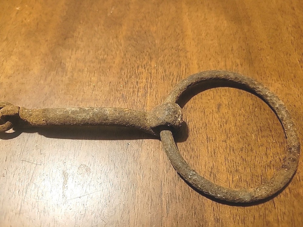 Antique Iron Horse Bit Double Ring Rusty