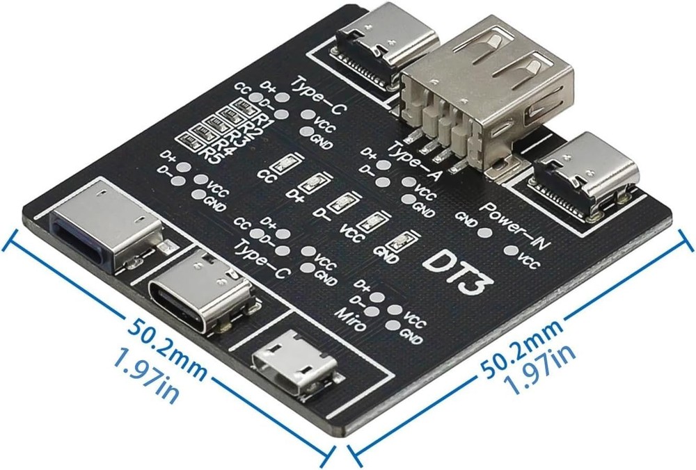 Durable Black PCB USB Tester - Check Charging & Data Transfer for All USB Types