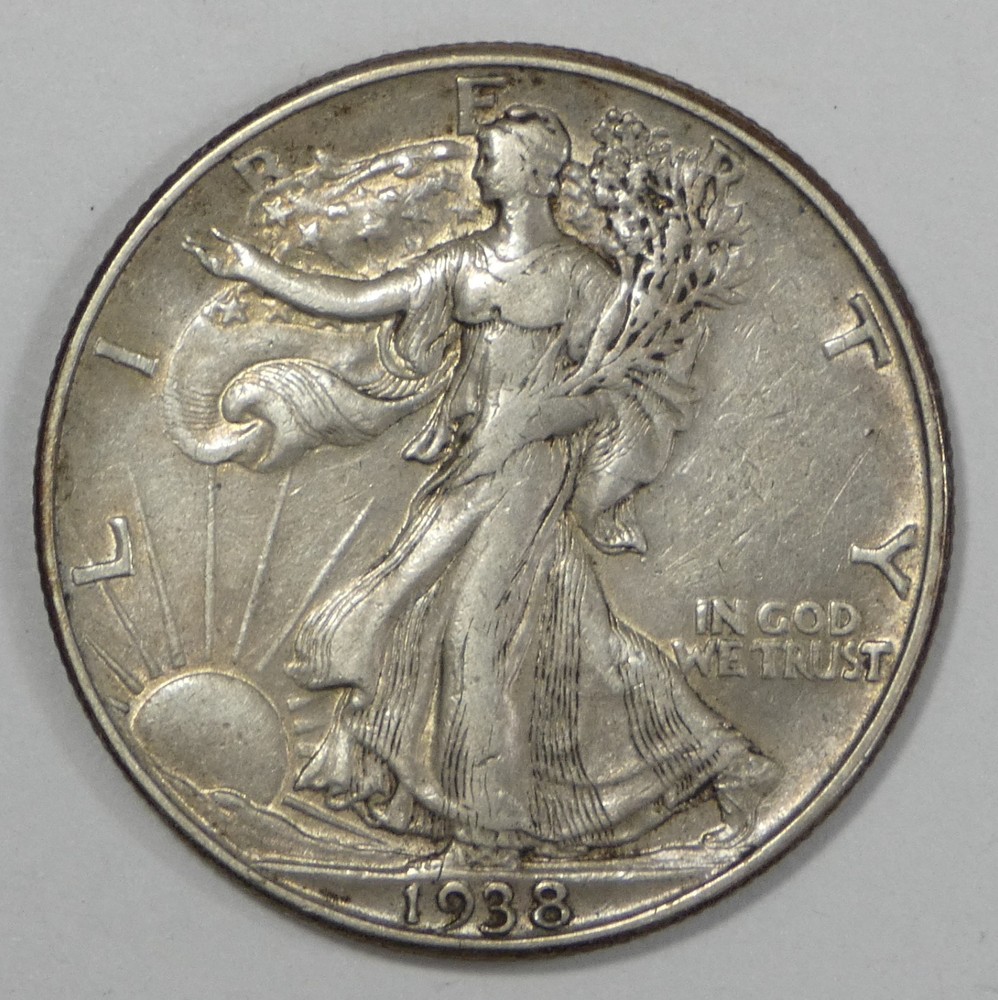1938-D Walking Liberty Half Dollar EXTRA FINE Silver 50c