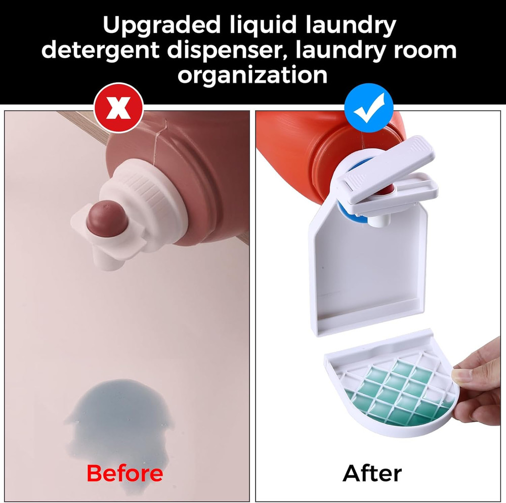 2 Pack Laundry Detergent Dispenser Cup Holder, Nozzle Button Upgrade，Easily No M
