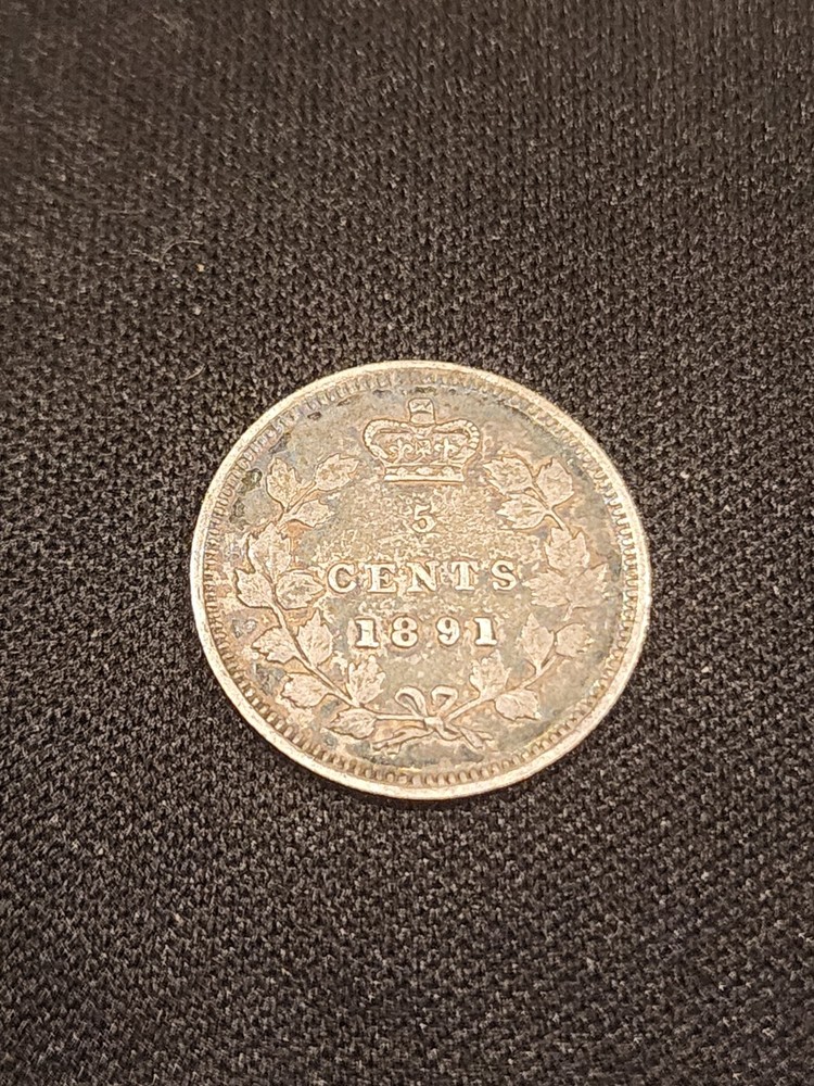 1891 Canada 5 Cents Silver Coin