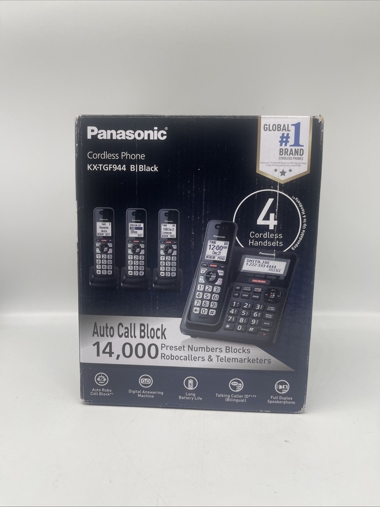 Panasonic Cordless Phone System Answering Machine 4 Handset Bluetooth New!!