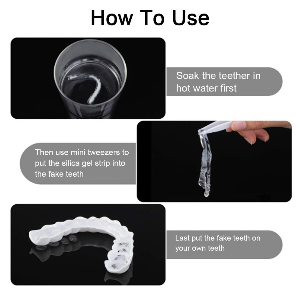 No Adhesive False Teeth - Snap On Upper Lower Veneers Kit fhy