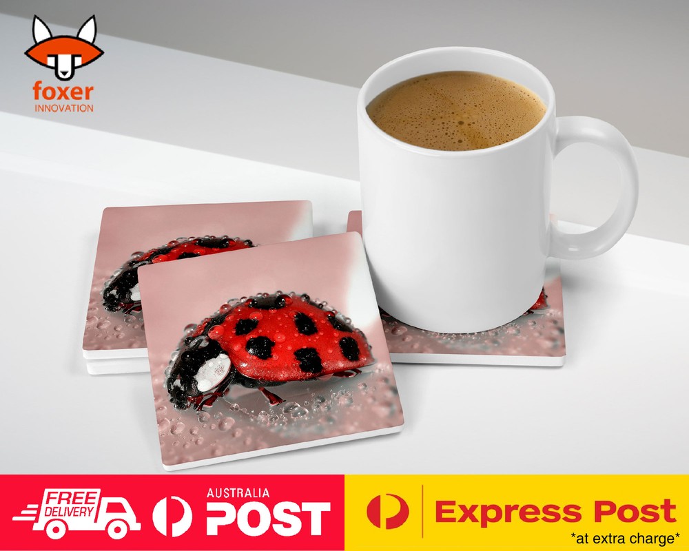 COASTER COFFEE DRINKING MAT|RED LADY BUG INSECT #2