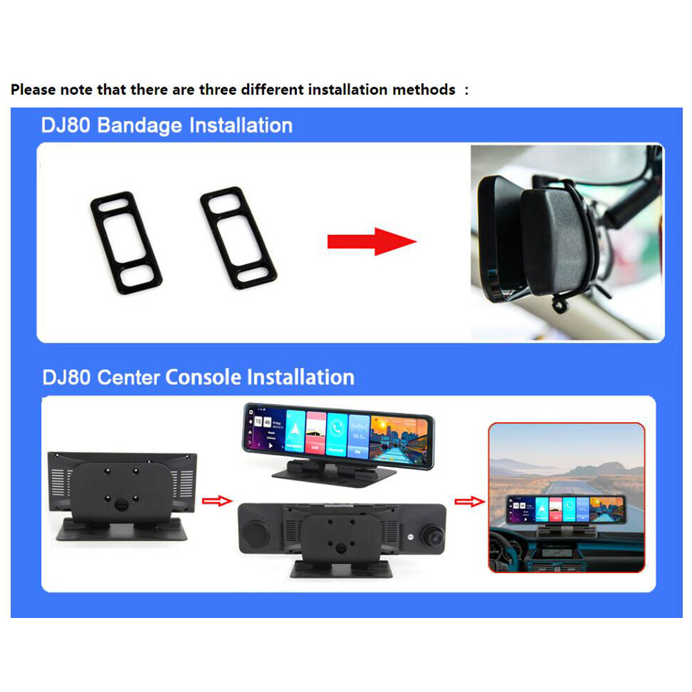 4GB+32GB ROM Car DVR 12" Android 8.1 Rearview Mirror GPS Navigation Dashboad DVR