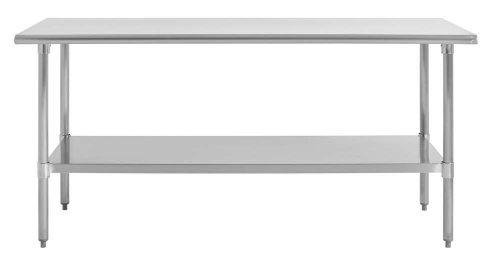 Kratos Stainless Steel Kitchen Prep Table 72"x24" with Undershelf, NSF Worktable