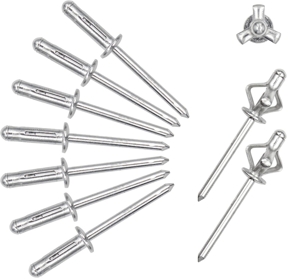 3/16" X 5/8" Tri-Fold Rivets Assortment - 160Pcs,Silver Tri-Fold Exploding Pop