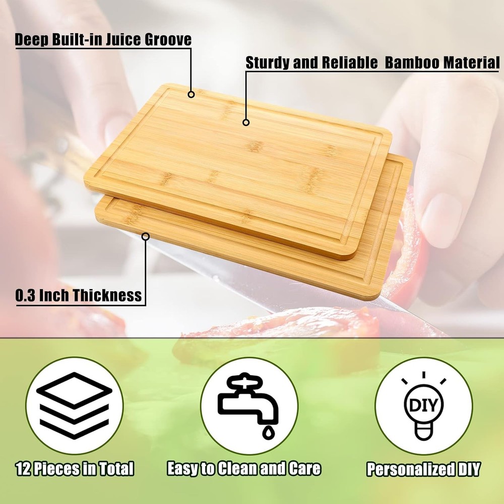 12 Pack Bulk Plain Cutting Board Set Kitchen Chopping Boards Rectangular Blank