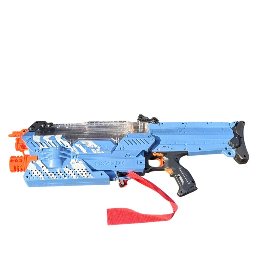 Nerf Rival MXVII-10K Phantom Corps Blaster With Red Strap Blue & White