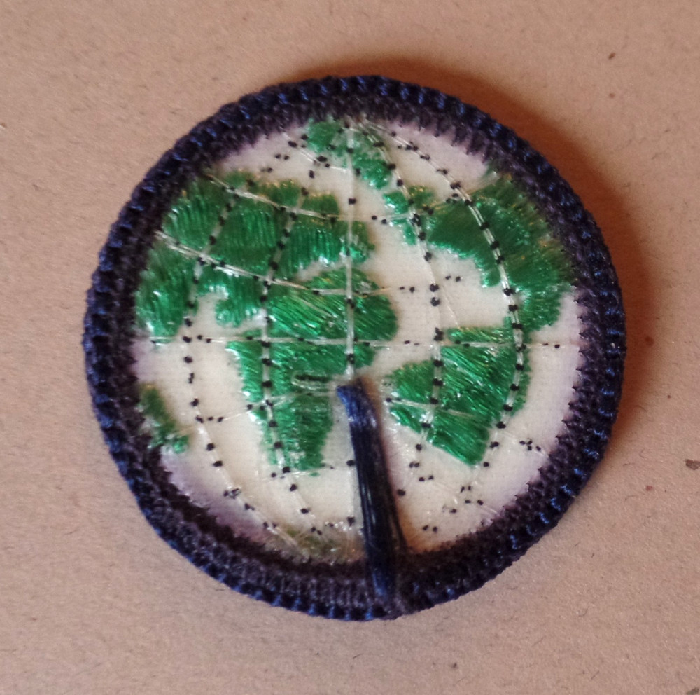 Vintage 1990's Small Round Blue, Green, White Globe Patch