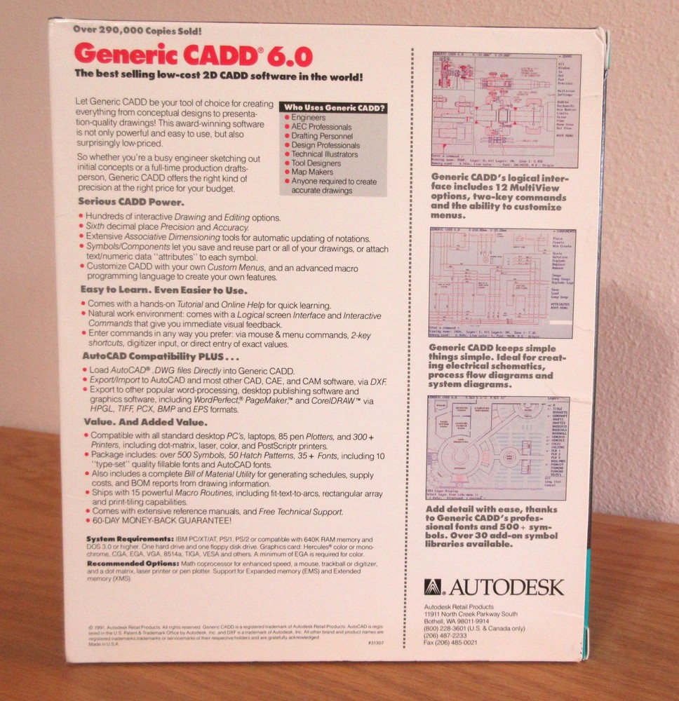 (O) Generic CADD 6.0 Design & Drafting Software, IBM, PC, Autodesk, 1991