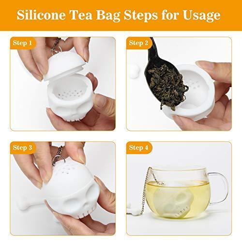 Leaf Tea Infuser, Silicone Tea Strainer, Coolrunner 2 Pcs Tea Bones Skull Tea