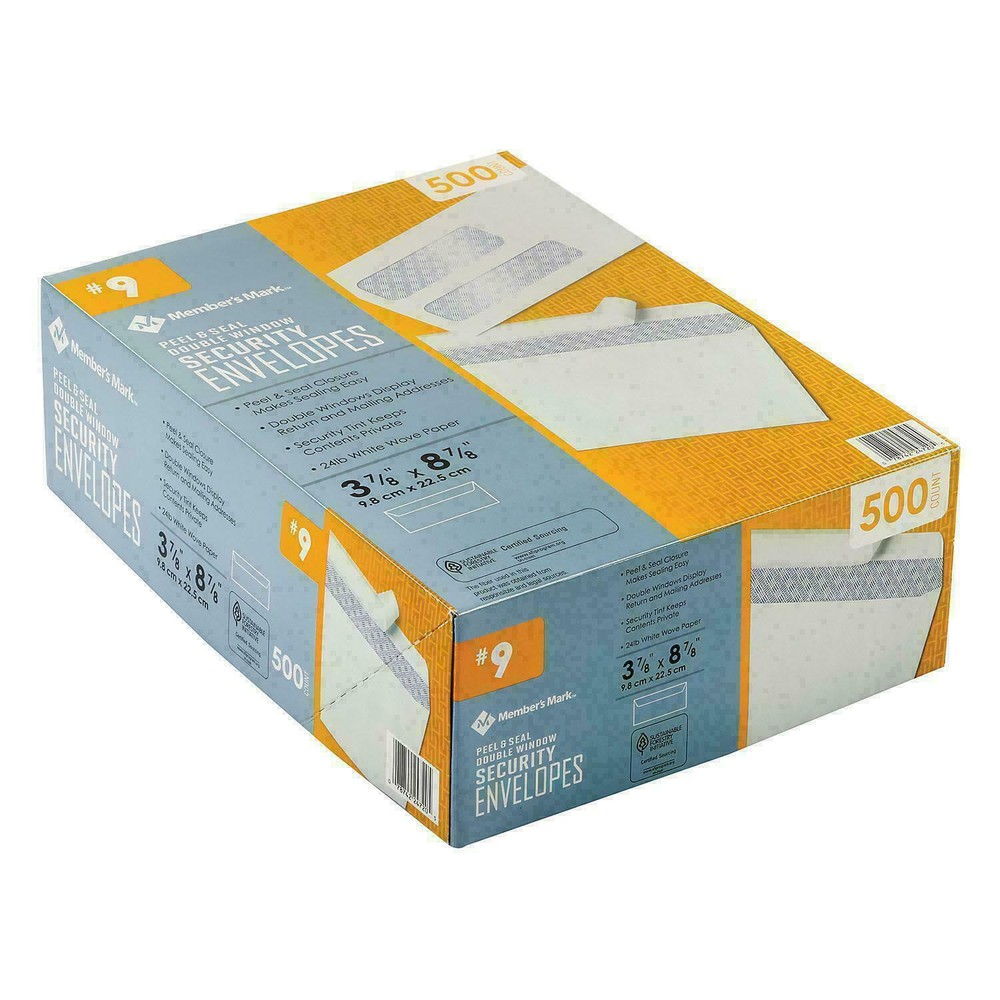 Member's Mark Security Envelope #9, Peel & Seal Double Window (500 ct)