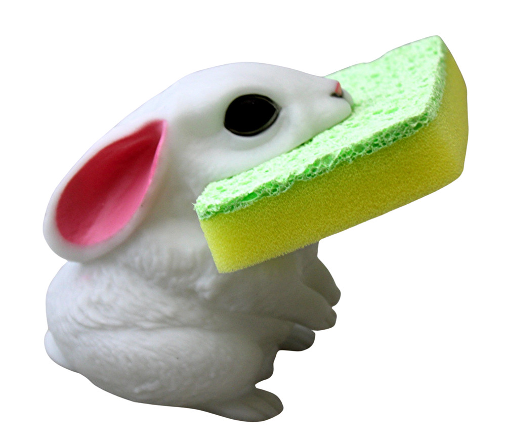 Bunny Rabbit Sponge Holder w/ Sponge Fun Kitchen Counter Organizer Novelty Gift