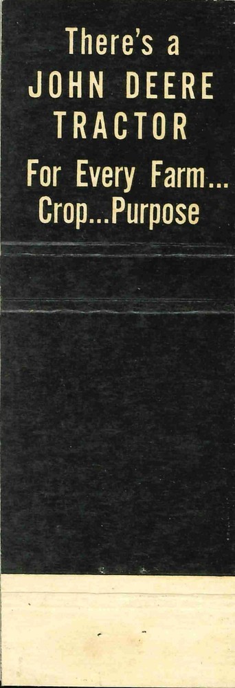 John Deere Matchbook Cover QFE Kane Implement & Supply CO Elyria Ohio