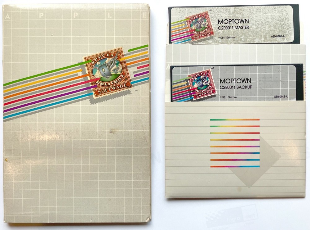 MOPTOWN APPLE II 1981 EDUCATIONAL GAME WORKING DISCS VINTAGE