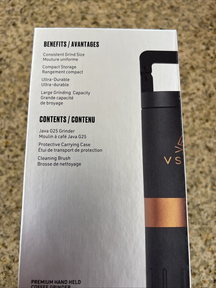 VSSL Java G25 Manual Coffee Grinder | for 25 Gram Standard, Carbon - NEW IN BOX