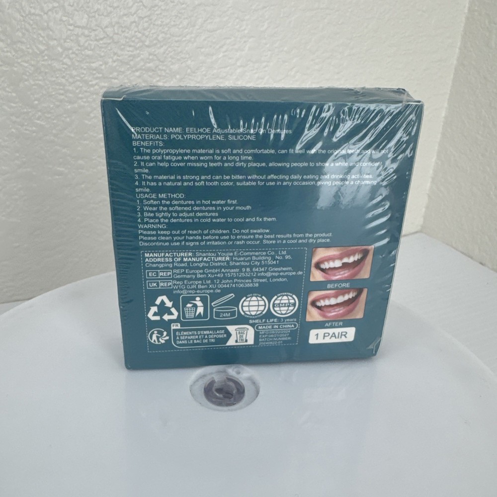 Temporary Teeth Perfect Cover Adjustable Snap On False Teeth Dentures Set New