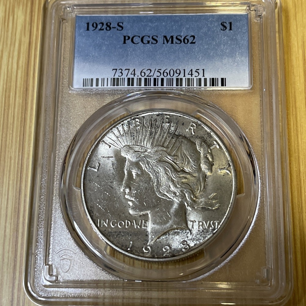 1928-S PEACE SILVER DOLLAR PCGS MS62