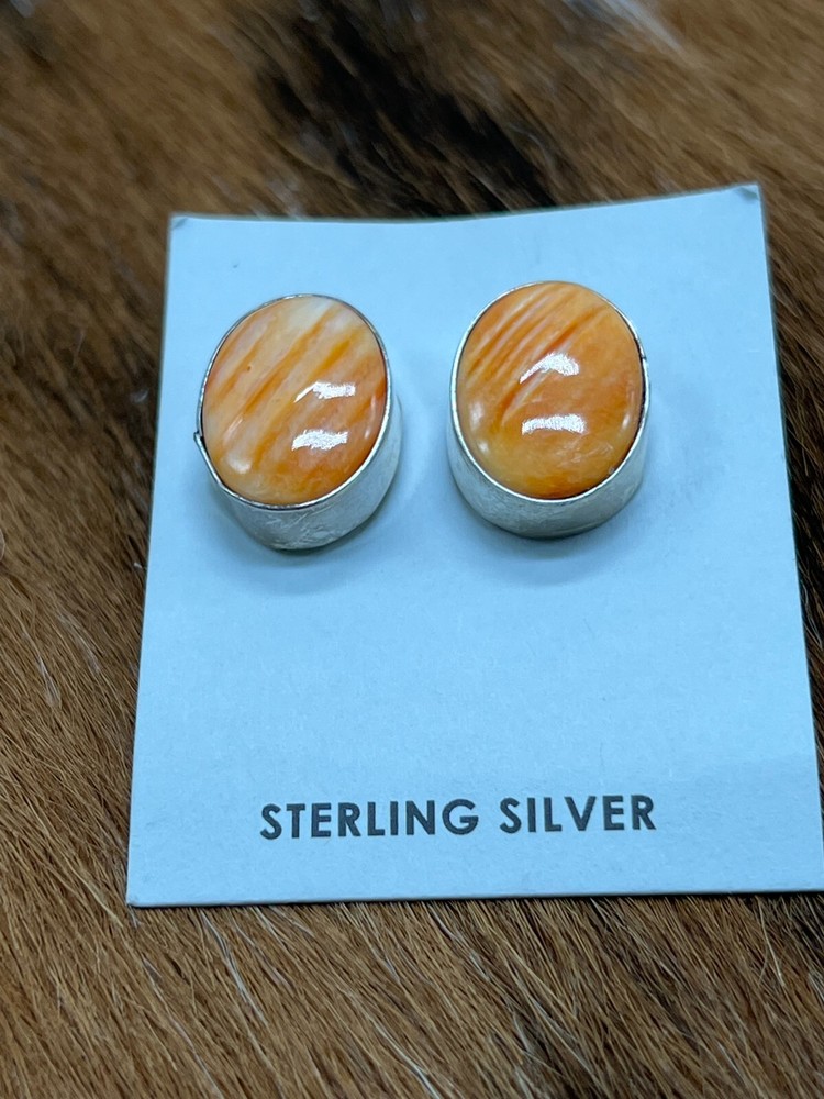 ORANGE SPINY ~ STERLING SILVER ~ EARRINGS