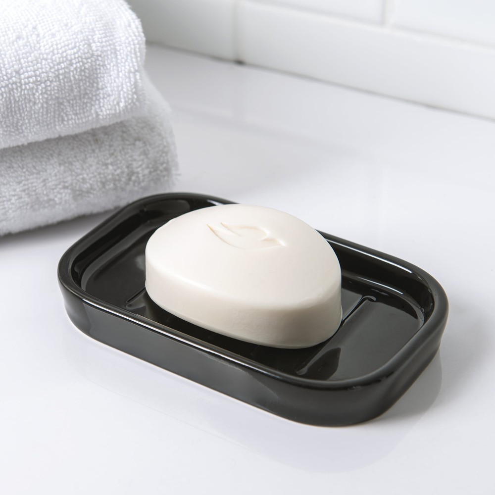 Mainstays Basic Ceramic Soap Dish Rich Black