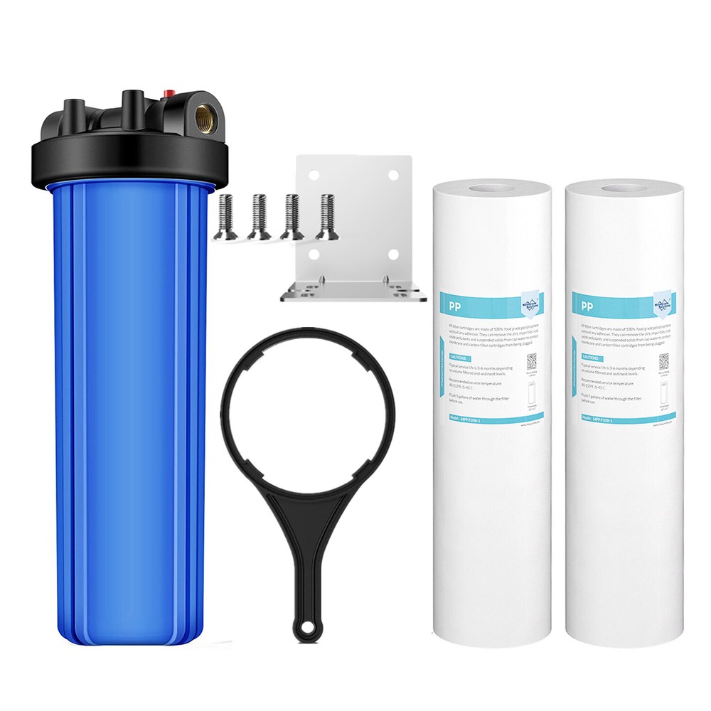 20 Inch Whole House Water Filter Housing Filtration System &2PCS PP Sediment Set