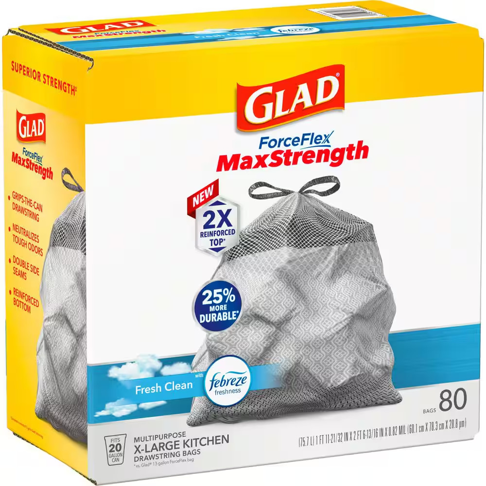 Forceflex Maxstrength 20 Gal. Drawstring X-Large Kitchen Fresh Clean Scent with