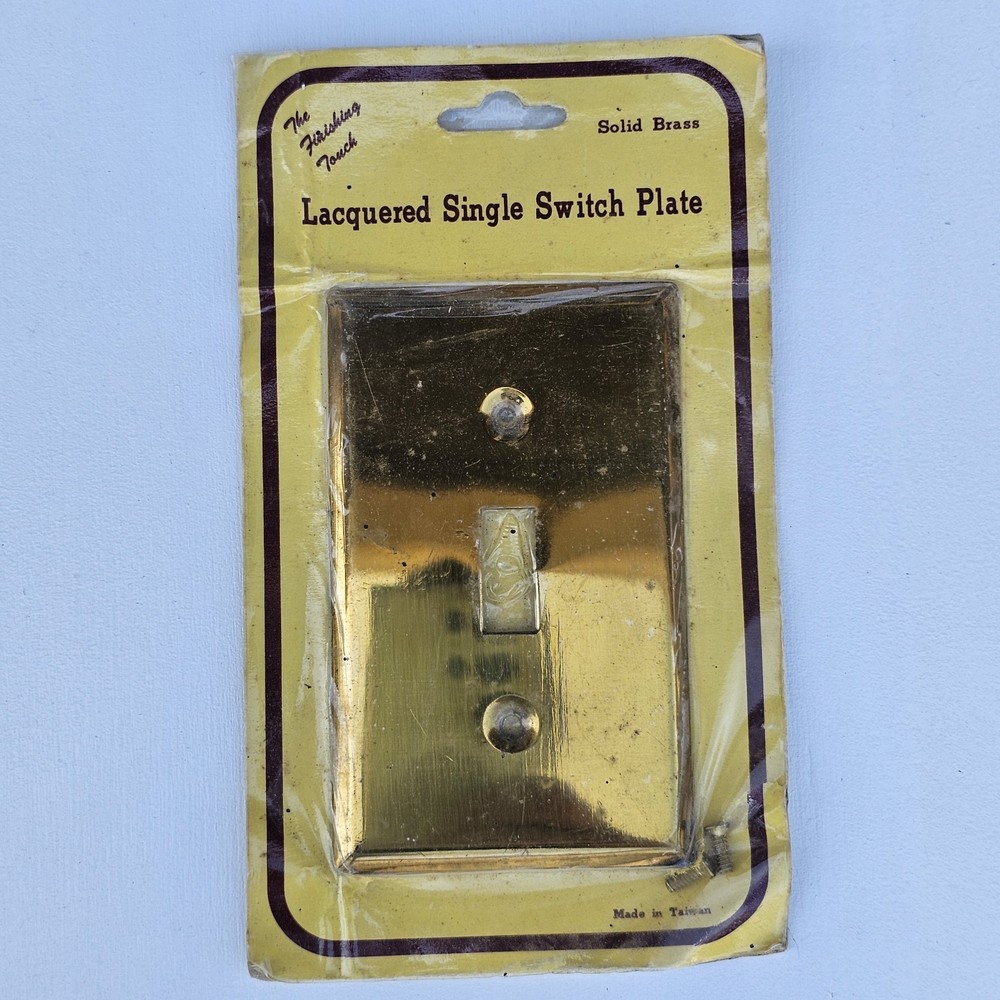 Vintage Solid Brass Classic Single Toggle Switch Plate NOS
