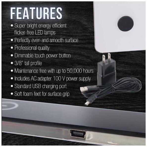 Lightmaster 9" x 12" (A4) Light Box 5V Ultra-Thin Profile w/ USB Power Adapter