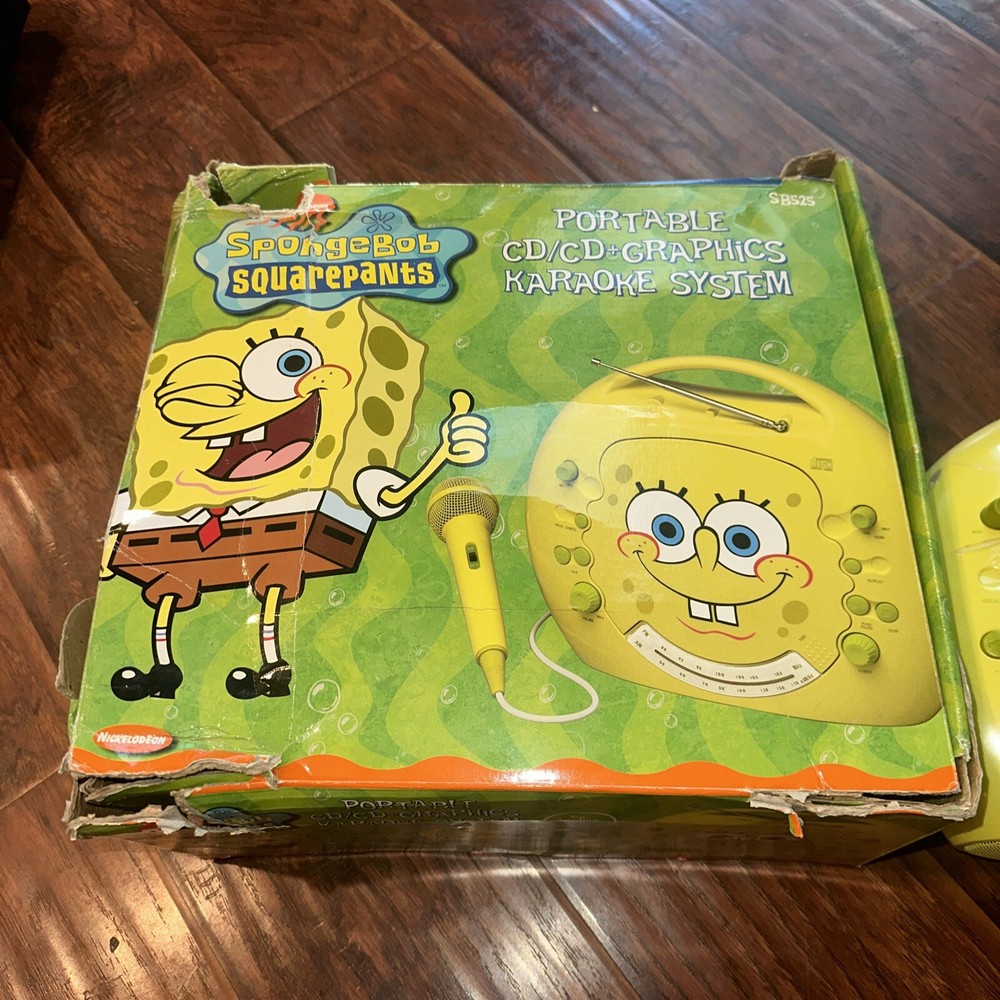 Used spongebob Portable Cd Player & Graphics Karaoke System