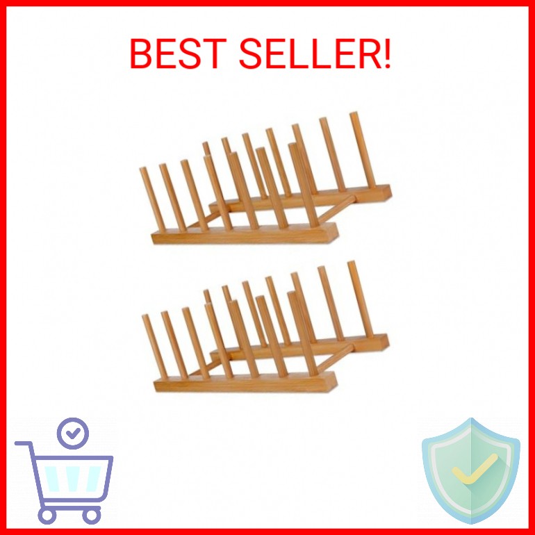 SAMEBUTECO Bamboo Wooden Dish Racks Plate Stand Holder Vertical Drainer Kitchen