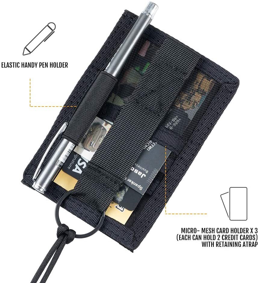 Tactical ID Card Holder Hook&Loop Patch Badge Holder Organizer with Neck Lanyard