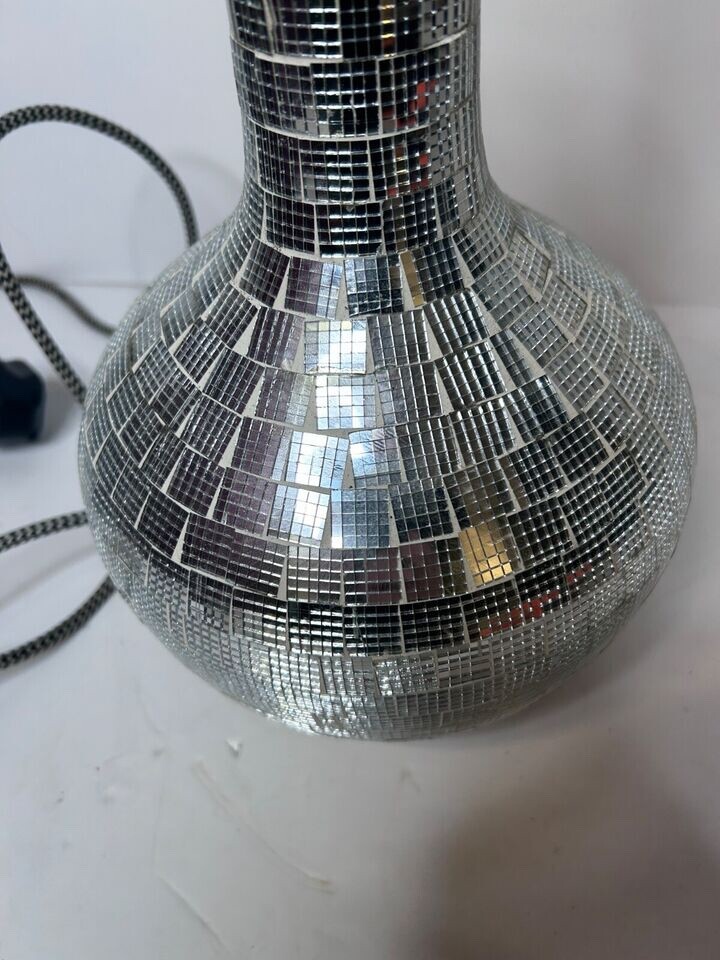 Silver Coloured Metallic Shiny Table Lamp 38cms Modern TJX Ltd Light Lighting