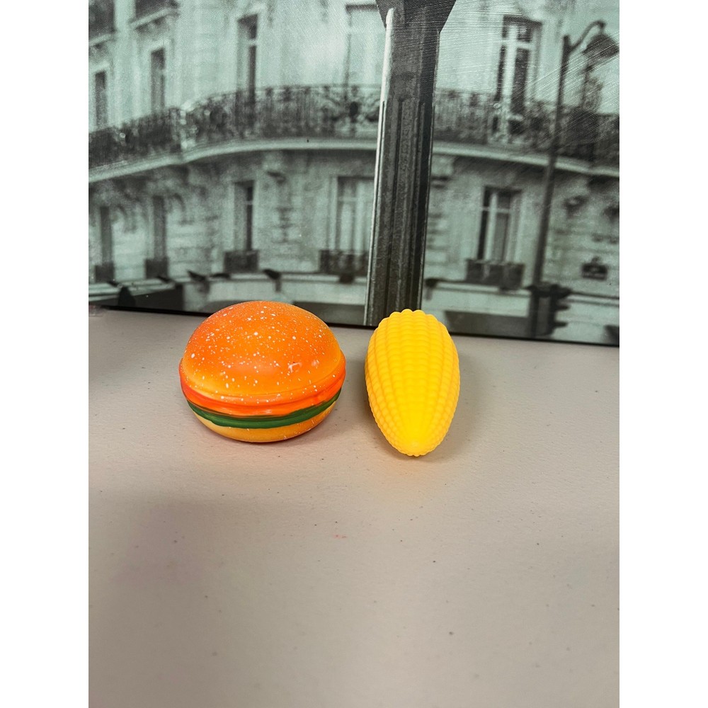 Realistic Food Squishy Toy Set - Hamburger & Corn