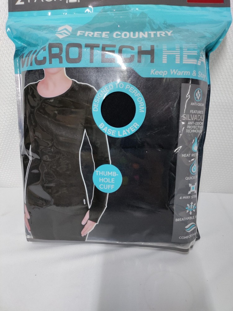 FREE COUNTRY Womens Microtech Heat Base Layer Long Sleeve Top - 2 Pack