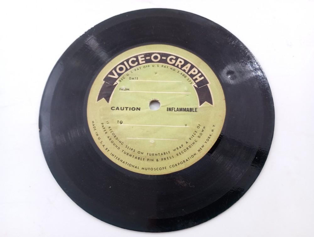 Vintage US Inflammable Voice-o-Graph record not tested