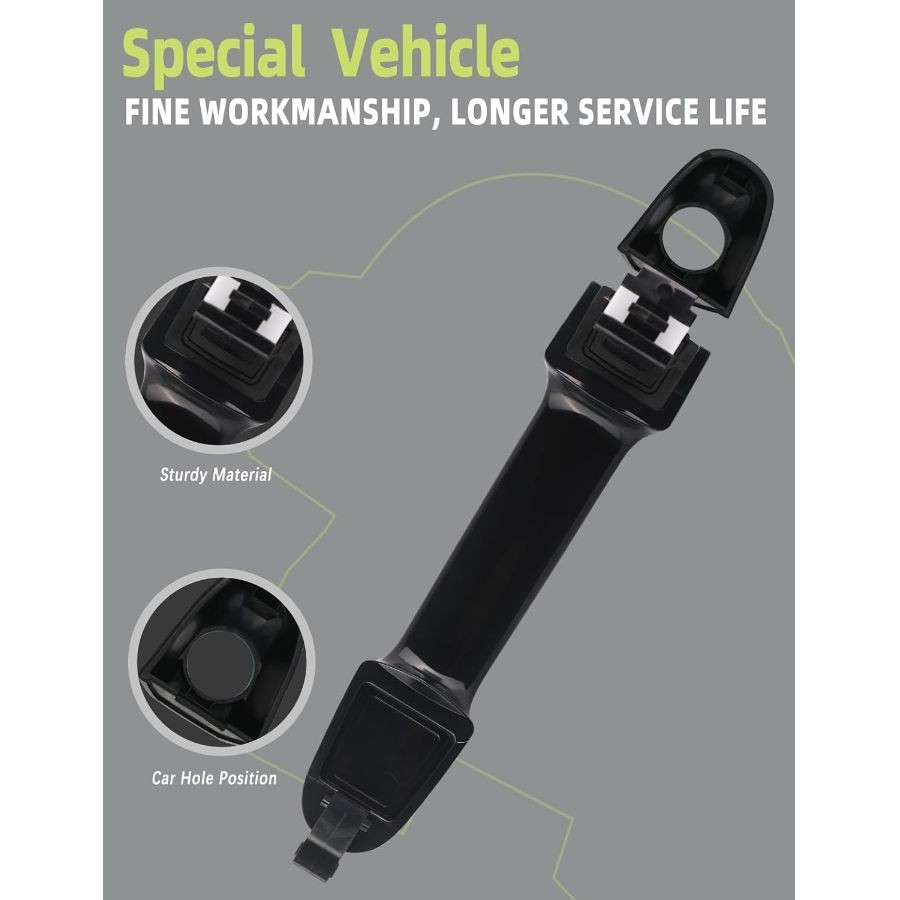 Exterior Door Handle Black Front Left Driver Side Compatible with 2007 2008 2009