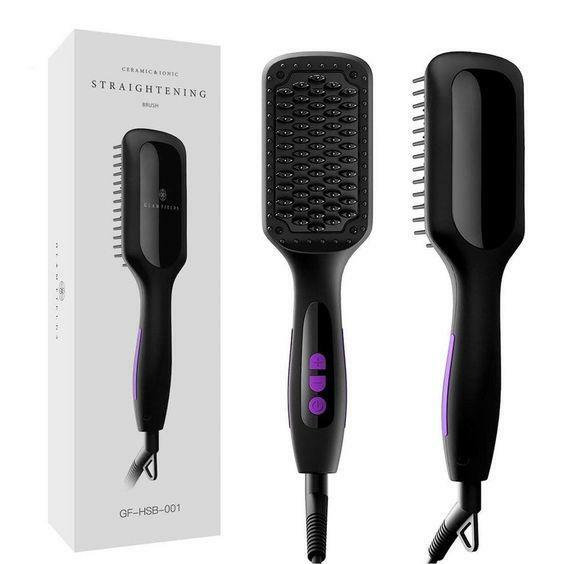 Glam Fields Ceramic & Ionic Straightening Brush Black GF-HSB-001 {EH-G}