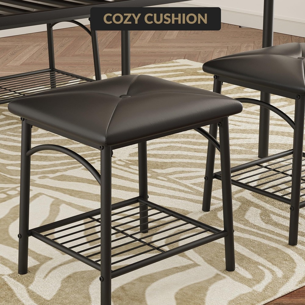 4pcs Dining Set for Small Spaces Kitchen Table w/ Upholstered Bench & 2 Stools