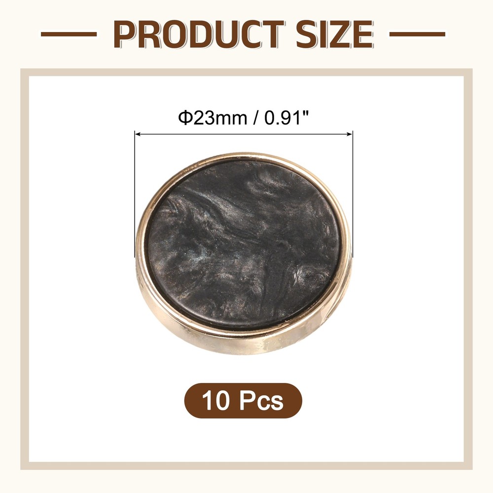 10Pcs Round Button, 23mm/0.9" Resin Decorative Pattern Button, Black