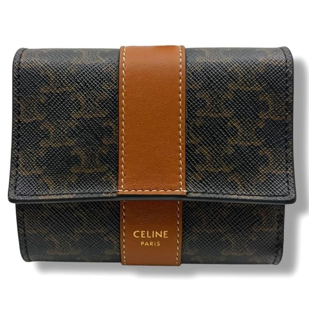 CELINE Small Tri Fold Wallet Triomphe Foldable Wallet From Japan