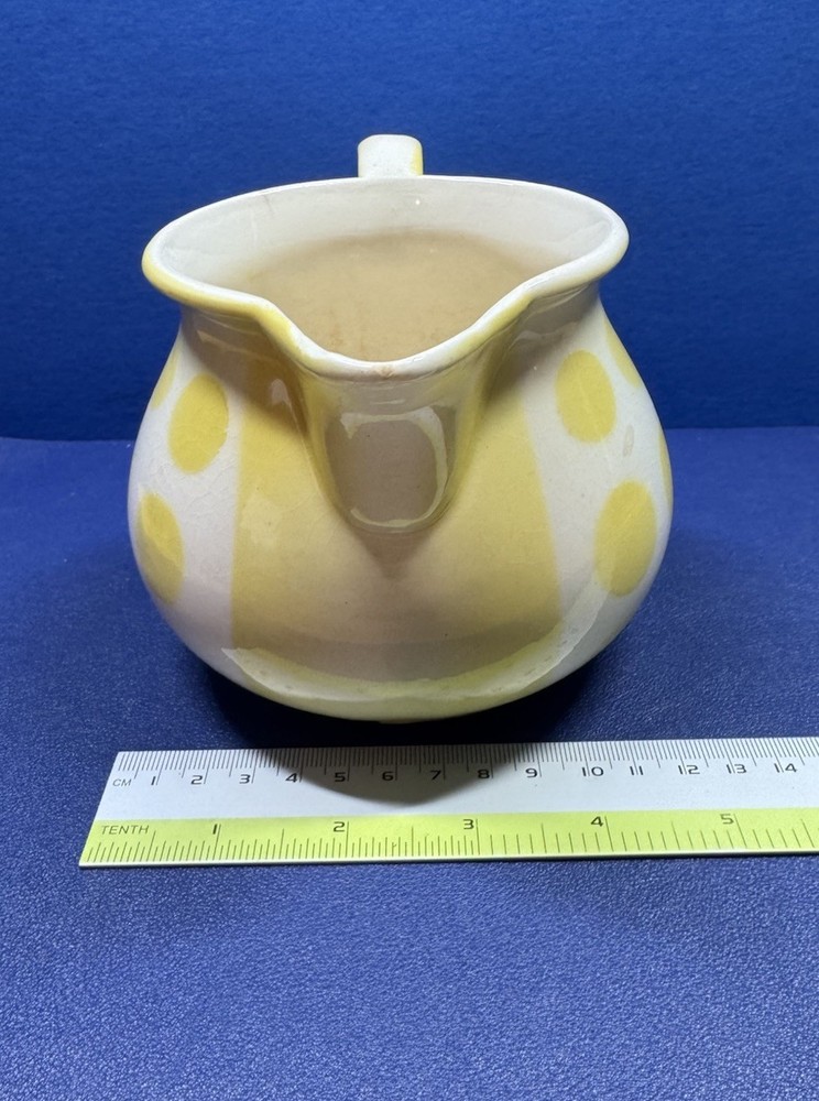 Ceramic Pitcher White With Yellow Polka Dots Pitcher READ